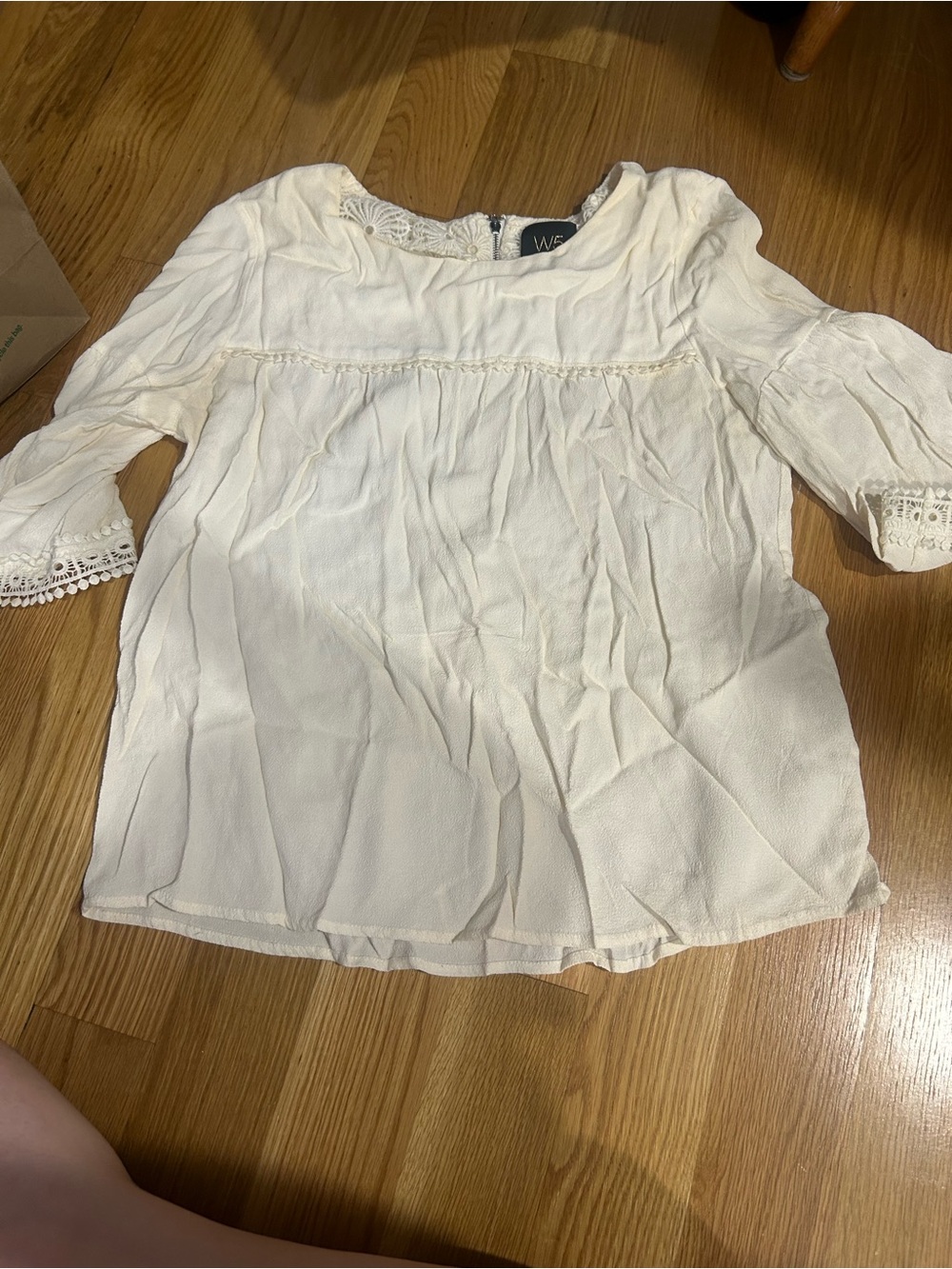 W5 Ivory Lace-Trim Women’s Blouse